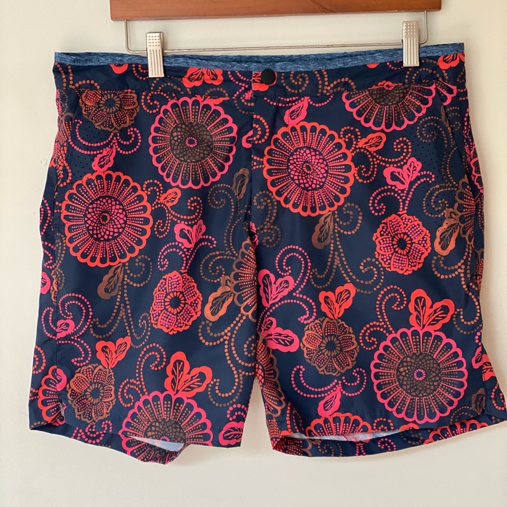 Scotch & Soda Navy Swim Shorts with Bright Floral Print